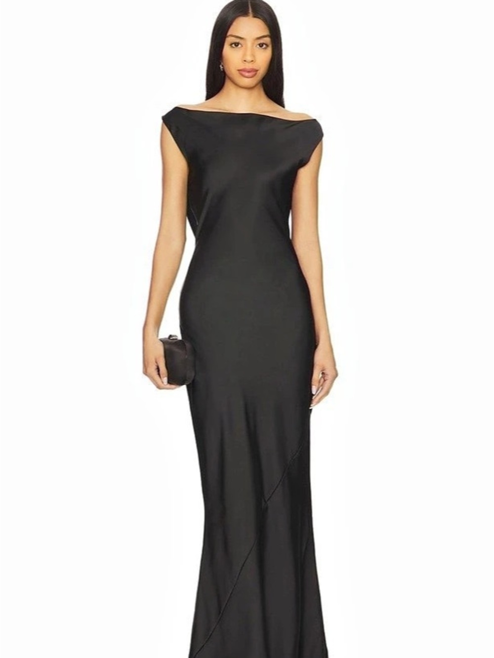 Norma Kamali Sleeveless Low Back Drape Gown Black Maxi Dress Size S